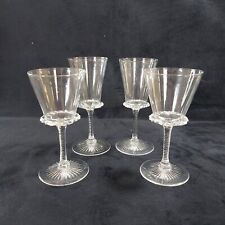 Crystal Cordial Liqueur Glasses x4 Textured Stem & Frilled Bowl Base c50s Vtg