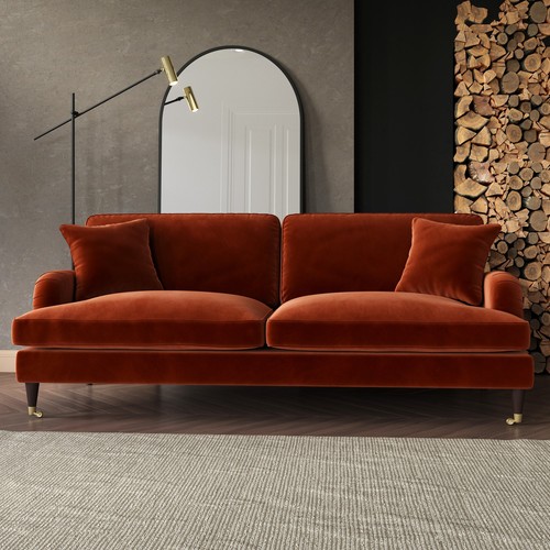 Burnt orange velvet seater - burnt, 4