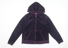 Sorbet Boutique Women's Purple Full Zip Velvet Hoodie UK 16