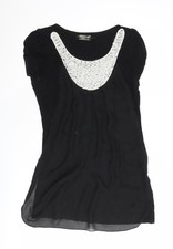 Pussycat London Black Embroidered Women's M Blouse