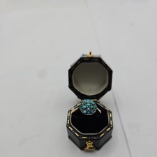 ANTIQUE VICTORIAN ENGLISH 9K GOLD SILVER TURQUOISE BOMBE RING c1880