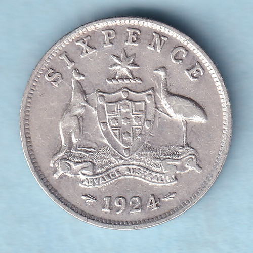 Australia 1924 sixpence - australia.,