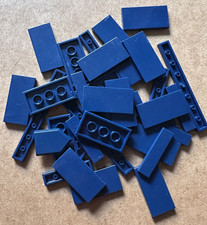 30x LEGO Dark Blue Tiles 1x4