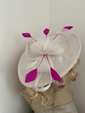 NEW Fascinator White Fuchsia