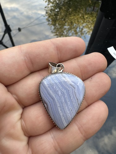 Large blue lace - agate, pendant