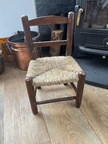 Vintage french wood and - wood, rush