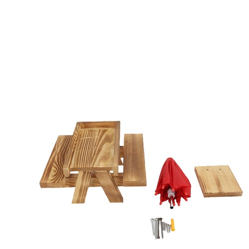 Wooden squirrel bird feeder - wooden,
