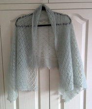 LUXURY MOHAIR & SILK HAND KNITTED SCARF/STOLE/WRAP - SOFT MINT