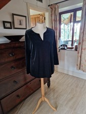Marks And Spencer 20 22 Notch Neck Black Velvet Tunic Top