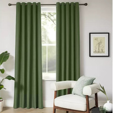Habitat Blackout Plain Eyelet Curtains Bedroom Home Décor 168x183cm Green - New