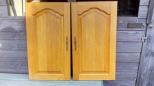 pair of solid light oak kitchen cabinet door 715mm high x 397mm wide-vgc