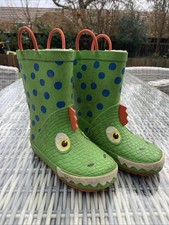 Boys Green Crocodile Next Thinsulate Wellington Boots Size 10