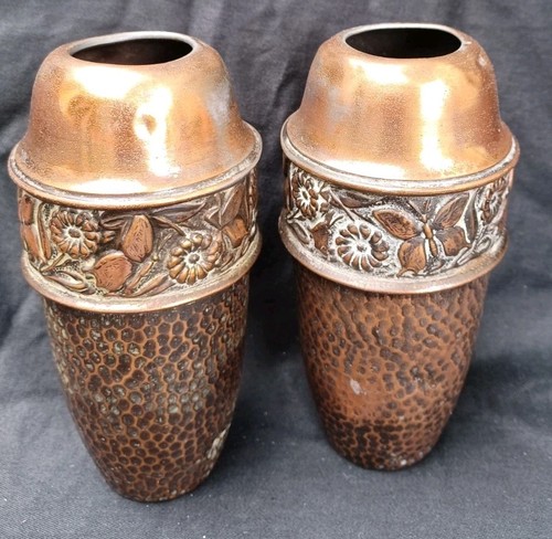 Pair hammered brass - of, brass/copper
