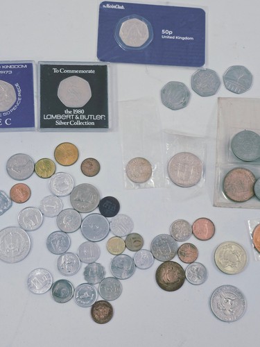 Large mixed foreign uk coin - large, &