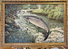 Fine Original Oil Painting JOSEPHINE WALL “THE SALMON” Gold Frame Signed Dated