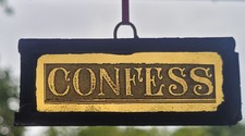 Stained Glass confess church amber leaded hanging piece