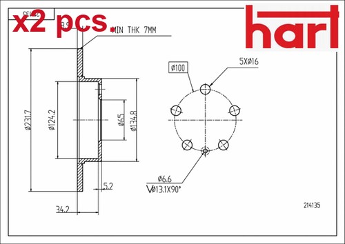 Pcs rear brake disc - x2,