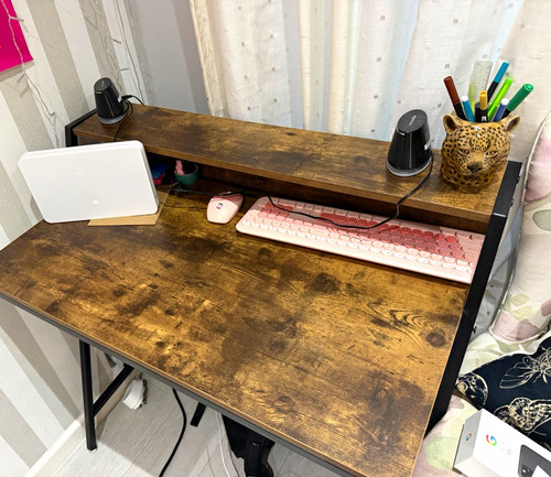Computer desk dark wood grain - wood,