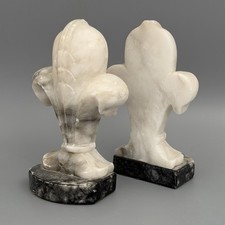 Vintage/Antique Marble Carved Fleur De Lys Bookends