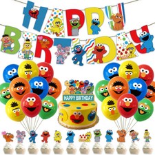 Kids Party Decoration Sesame Street Birthday Supplies Banner Stickers Balloons