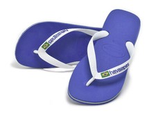 Havaianas Brasil Logo Adults Flip Flops Marine Blue 4110850-2711 Unisex Toe Post