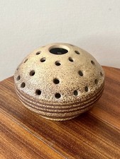 Vintage Unsigned Studio / Art Pottery Flower Frog Vase, Rustic Stoneware, VGC