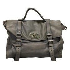 Auth MULBERRY Oversized Alexa Blue Gray Leather Handbag