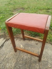 Vinyl Wraped Wooden Stool Mid 20th Century Piano Hall Seat Dressing Table