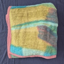 Vintage Dolan Blanket Throw Vintage Plush Throw Aqua Blue Green 74 x 57" Border