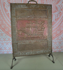 Vintage Brass Decorative Fire Screen Brass Fireplace Screen
