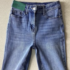 BNWT Ladies Next STRAIGHT LEG HIGH RISE Blue Floral Jeans Size 6 R ankle (495K)