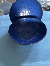 2 Denby  Blue Midnight Blue Bowls Cereal / Soup Bowls In Good Shape 6.5”