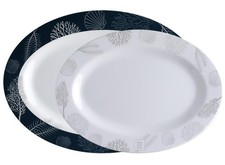 Serving Platters Set of 2 Oval Navy White - Living, Marine Business