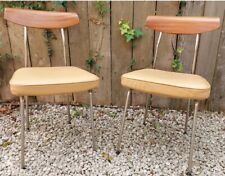 Mid Century Modern 2 Stag 'S' Range Chairs John Sylvia Reid Beige Vinyl