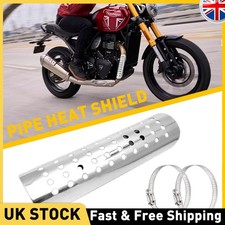 Exhaust Muffler Pipe Heat Shield Cover Heel Guard Universal Silver Motorcycle UK