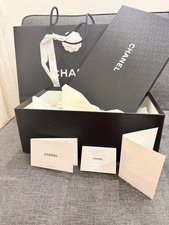 Authentic CHANEL Empty Gift Box and Shopping Bag with Tissue Paper and Ribbon