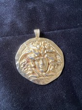 SPHINX BM British Museum Gold Tone Medusa Medallion Necklace 