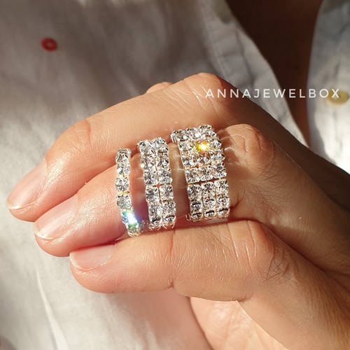 Silver gold crystal stretch - gold,