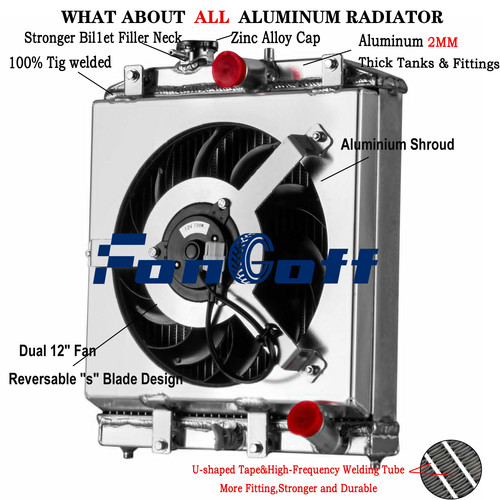 Row radiator shroud fan for - row,