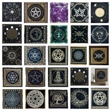 Pagan Altar Cloth Pentagram Triple Moon Pentacle Gold Silver Gothic Wiccan 45cm