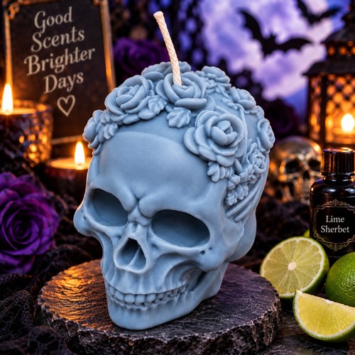 Handmade skull roses pillar - skull,