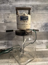 Vintage 4QT Glass Sunbeam Mixmaster Churn Jar With Gemdandy Electric Churn