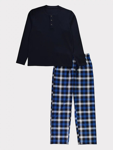 Men navy henley pyjamas - navy,