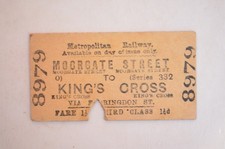 Railway Ticket Metropolitan Rly Moorgate Street to King's Cross 3rd