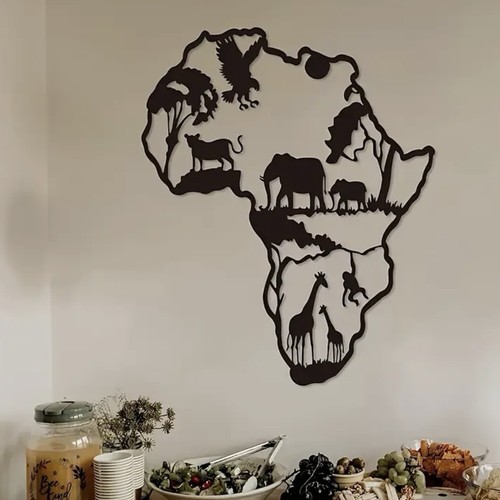 Metal wall art african map - metal,