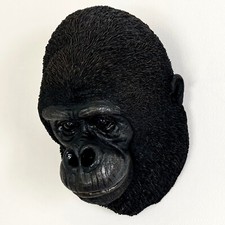 Black Gorilla Head Wall Mounted Textured Resin Animal Bust Novelty Sculpture Art