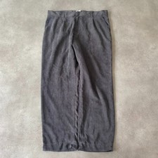 Vintage Needle Cord Trousers Mens 40" Straight Fit Wid Leg Pants, Grey