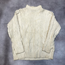 Genuine Arran Knit Sweater Womens Medium Cable Hand Knitted Wool Jumper, Cream