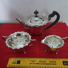Vintage EPNS Hard Soldered  Silver Plate Footed Teapot, Jug and Sugar Bowl 11047