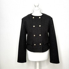 Zara Blazer Cloth Jacket Medium Dark Gray Double Breasted size M 